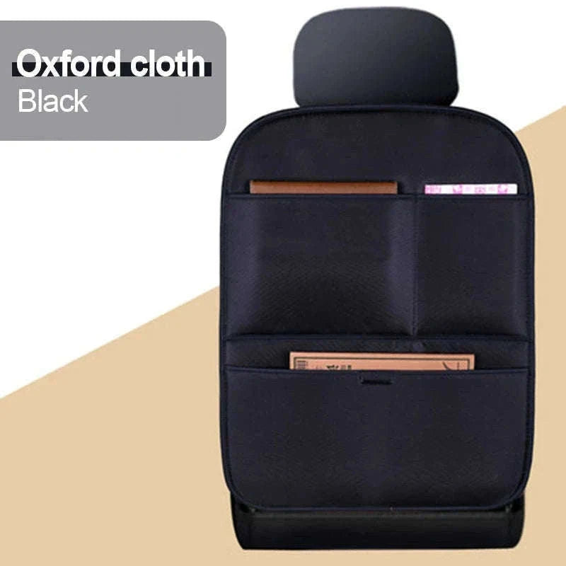 Leather Car Seat Back Protector with Storage Pocket-Leather Black 1PC