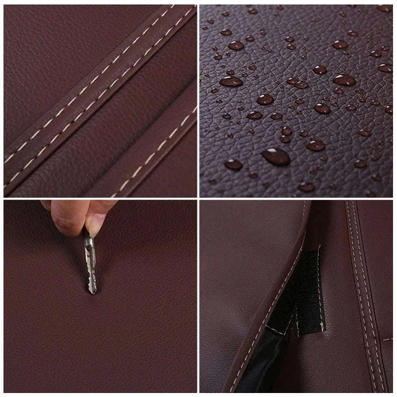 Leather Car Seat Back Protector with Storage Pocket-Leather Black 1PC