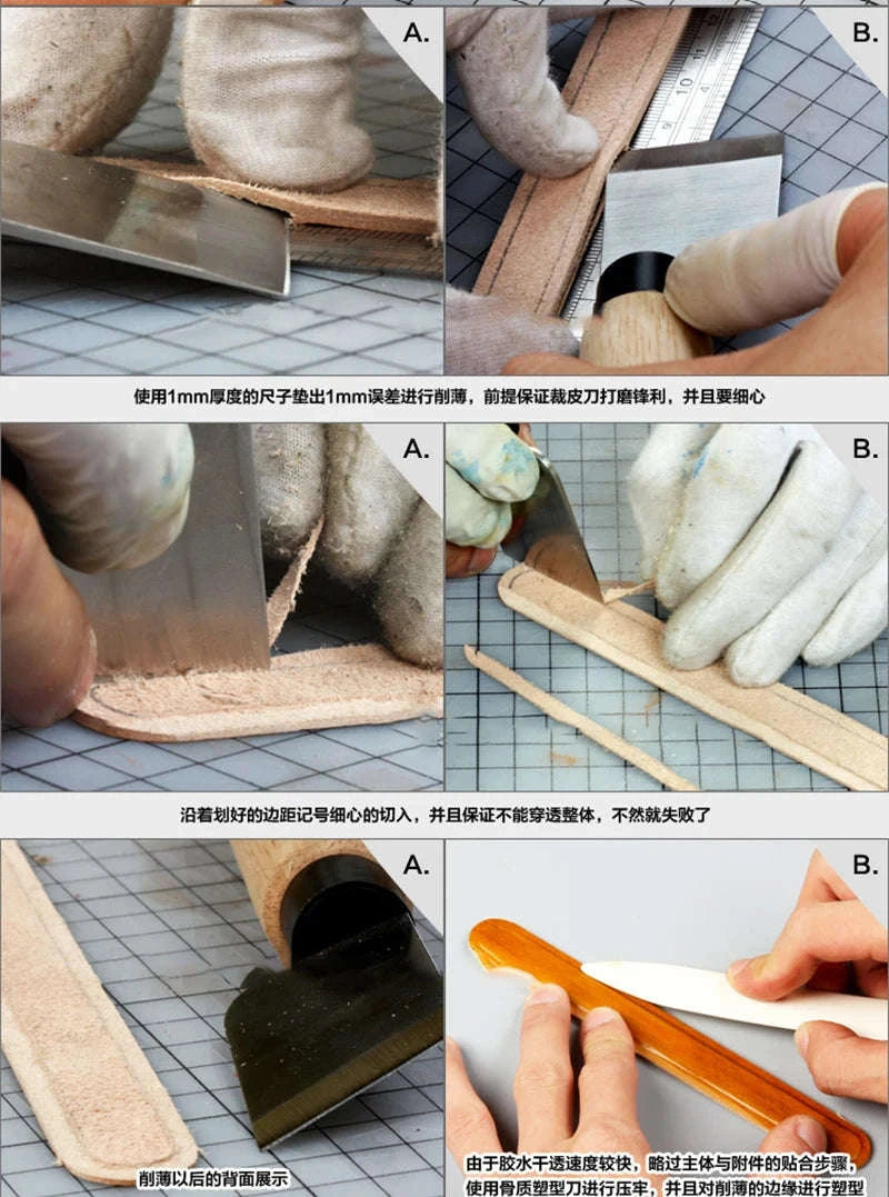 Leather Craft Cutting Knife with High Speed Steel Blade Option-Slanted blade-Left / United States