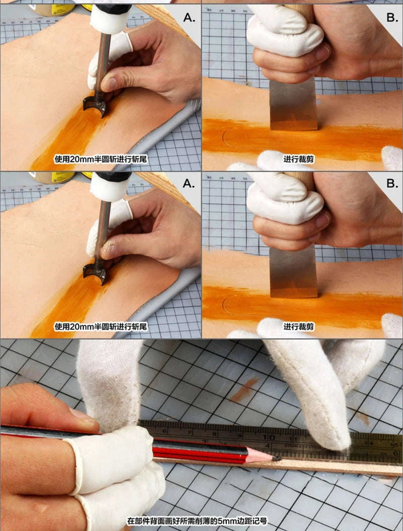 Leather Craft Cutting Knife with High Speed Steel Blade Option-Slanted blade-Left / United States