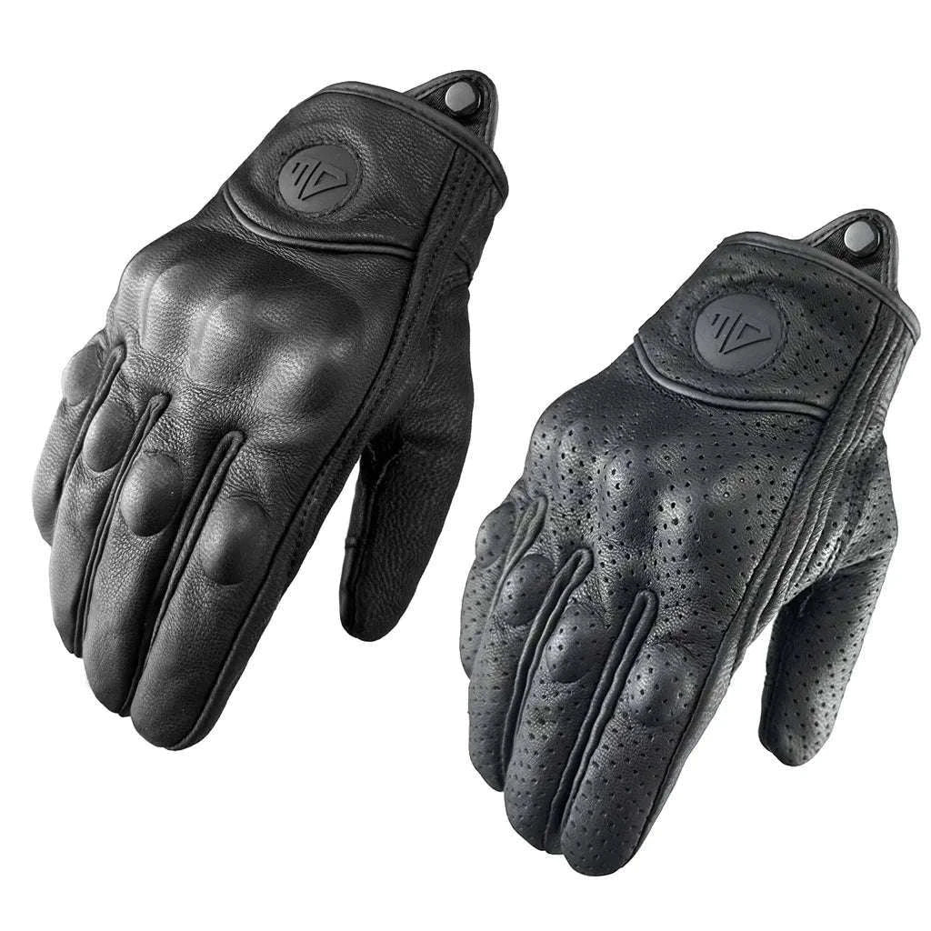 Leather Motorcycle Gloves for Men & Women, Grip Control Fit-non perforated / XL