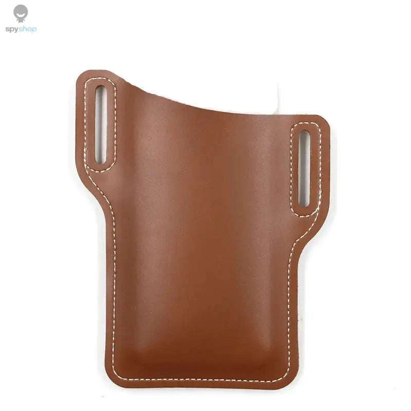 Leather Phone Holster Belt Waist Bag for Everyday Carry-Light Brown