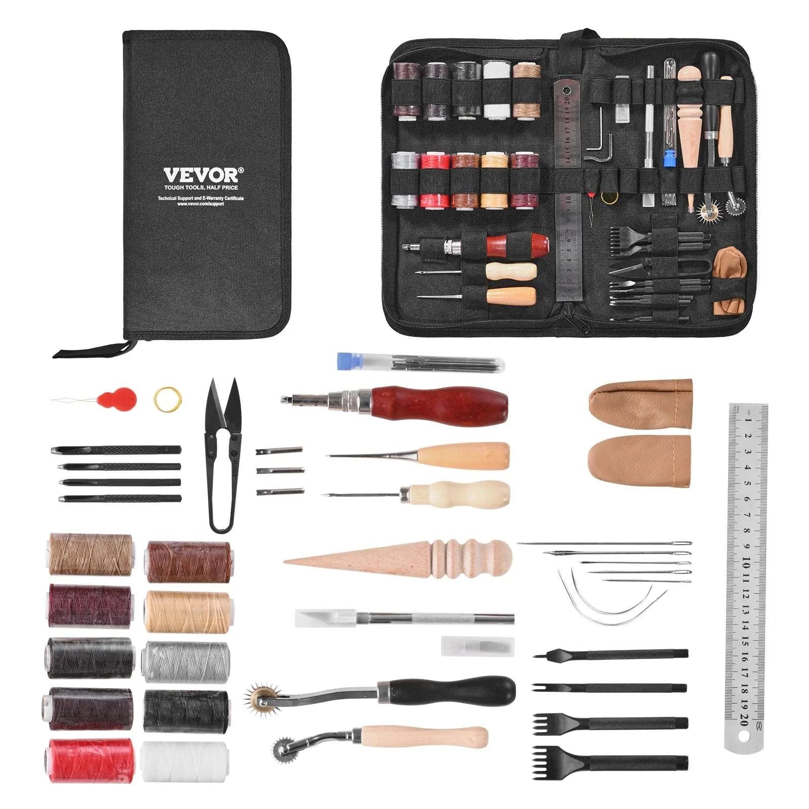 Leather Working Tools Kit Set with Storage Bag (38–92 Pieces)-72PCs Leather / United States