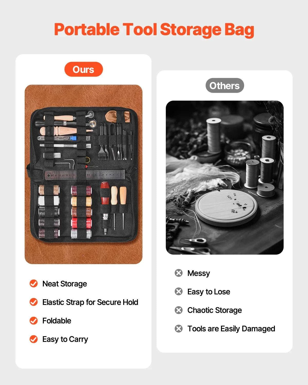 Leather Working Tools Kit Set with Storage Bag (38–92 Pieces)-72PCs Leather / United States
