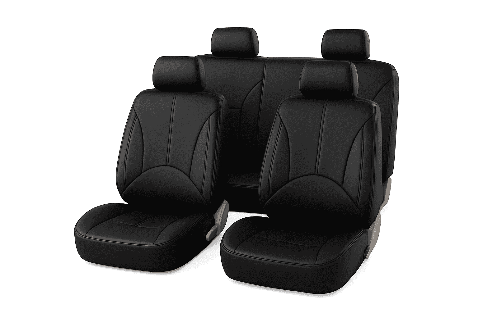 Leatherette Car Seat Cover Set Breathable Universal Full-Wrapped Compatible with Airbag-Black set x 1