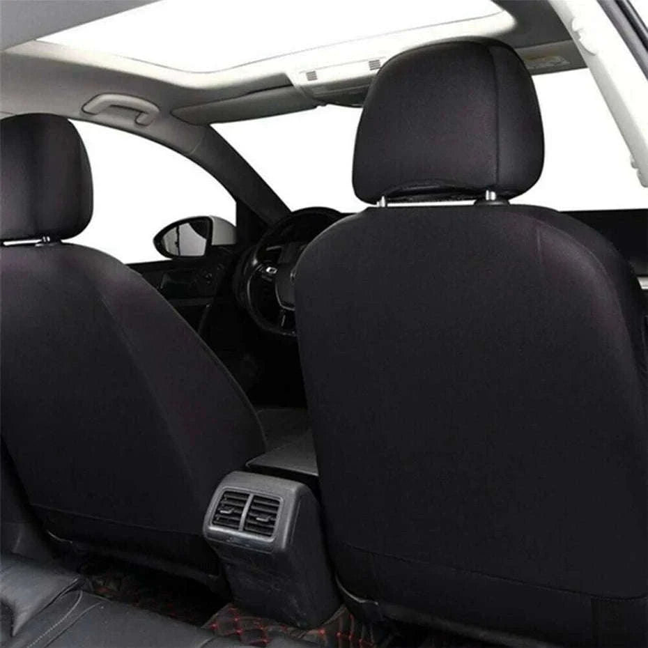 Leatherette Car Seat Cover Set Breathable Universal Full-Wrapped Compatible with Airbag-Black set x 1