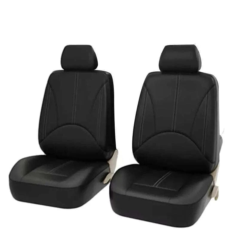 Leatherette Car Seat Cover Set Breathable Universal Full-Wrapped Compatible with Airbag-Black set x 1