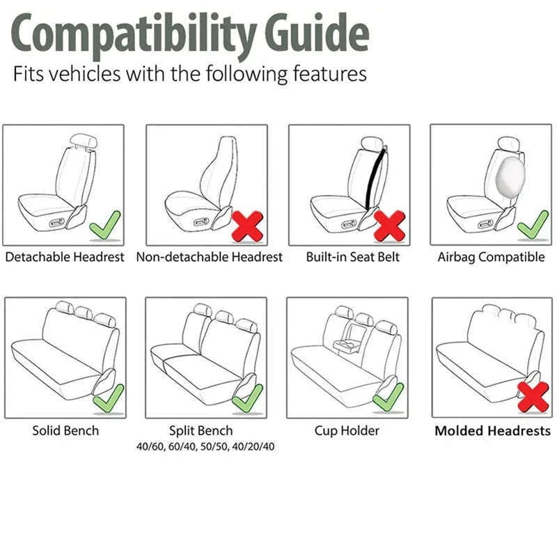 Leatherette Car Seat Cover Set Breathable Universal Full-Wrapped Compatible with Airbag-Black set x 1