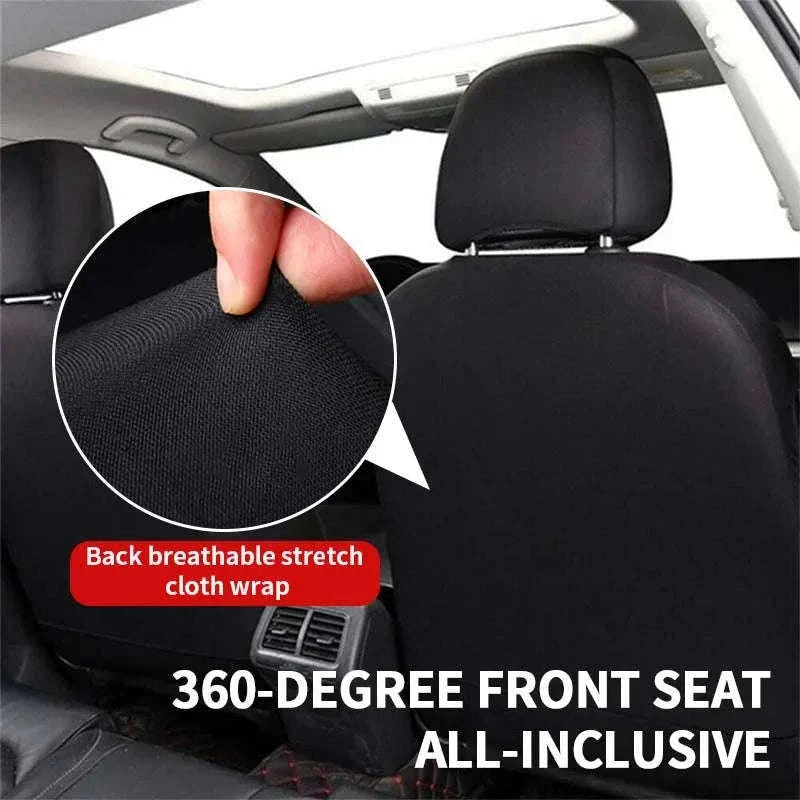 Leatherette Car Seat Cover Set Breathable Universal Full-Wrapped Compatible with Airbag-Black set x 1
