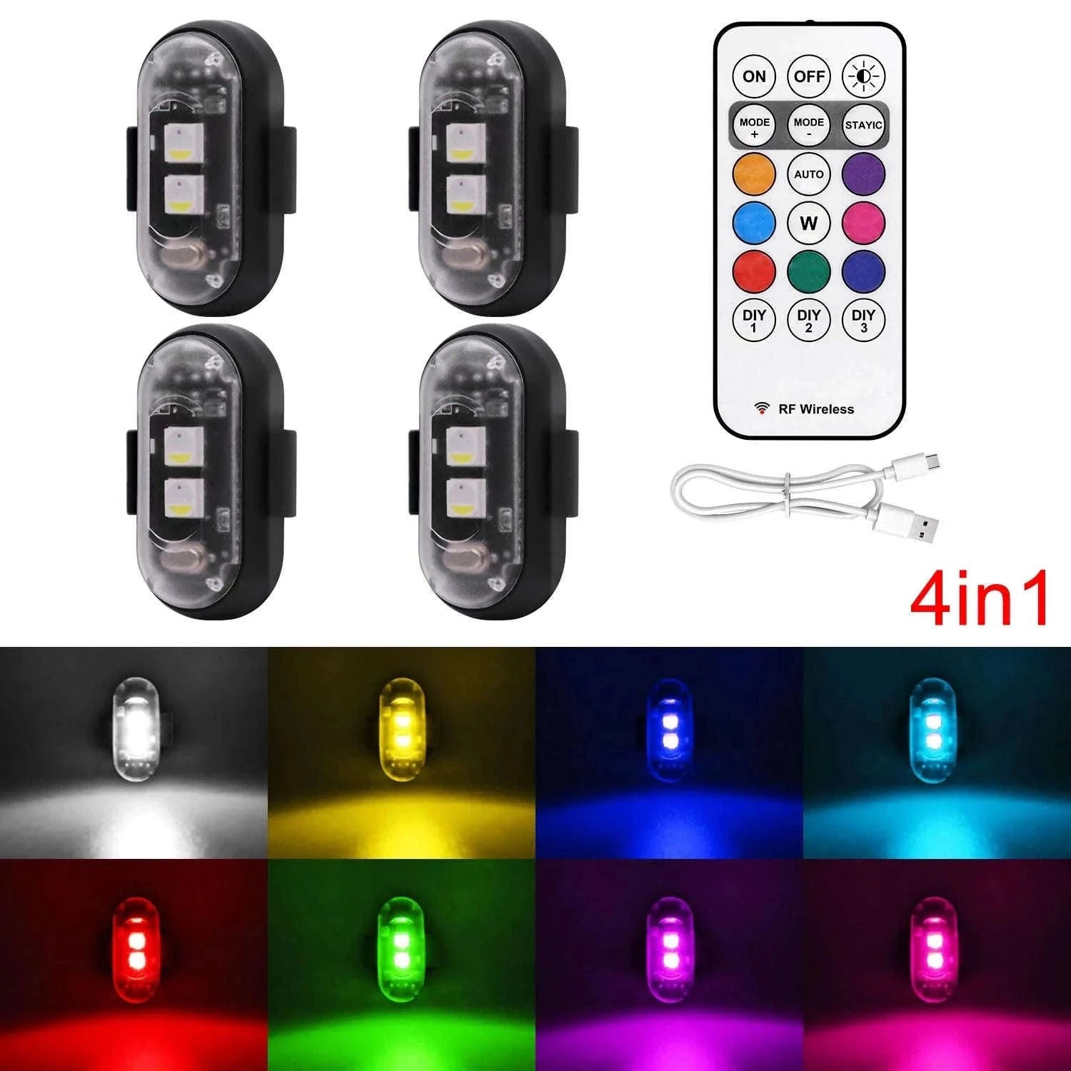 LED Aircraft Strobe Lights Remote Control 8 Colors Anti-Collision Lights-8pcs