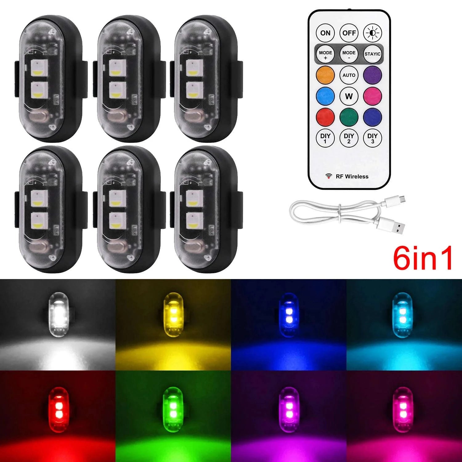 LED Aircraft Strobe Lights Remote Control 8 Colors Anti-Collision Lights-8pcs