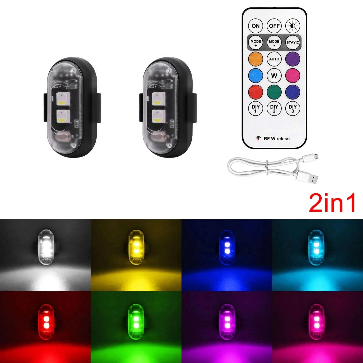 LED Aircraft Strobe Lights Remote Control 8 Colors Anti-Collision Lights-8pcs