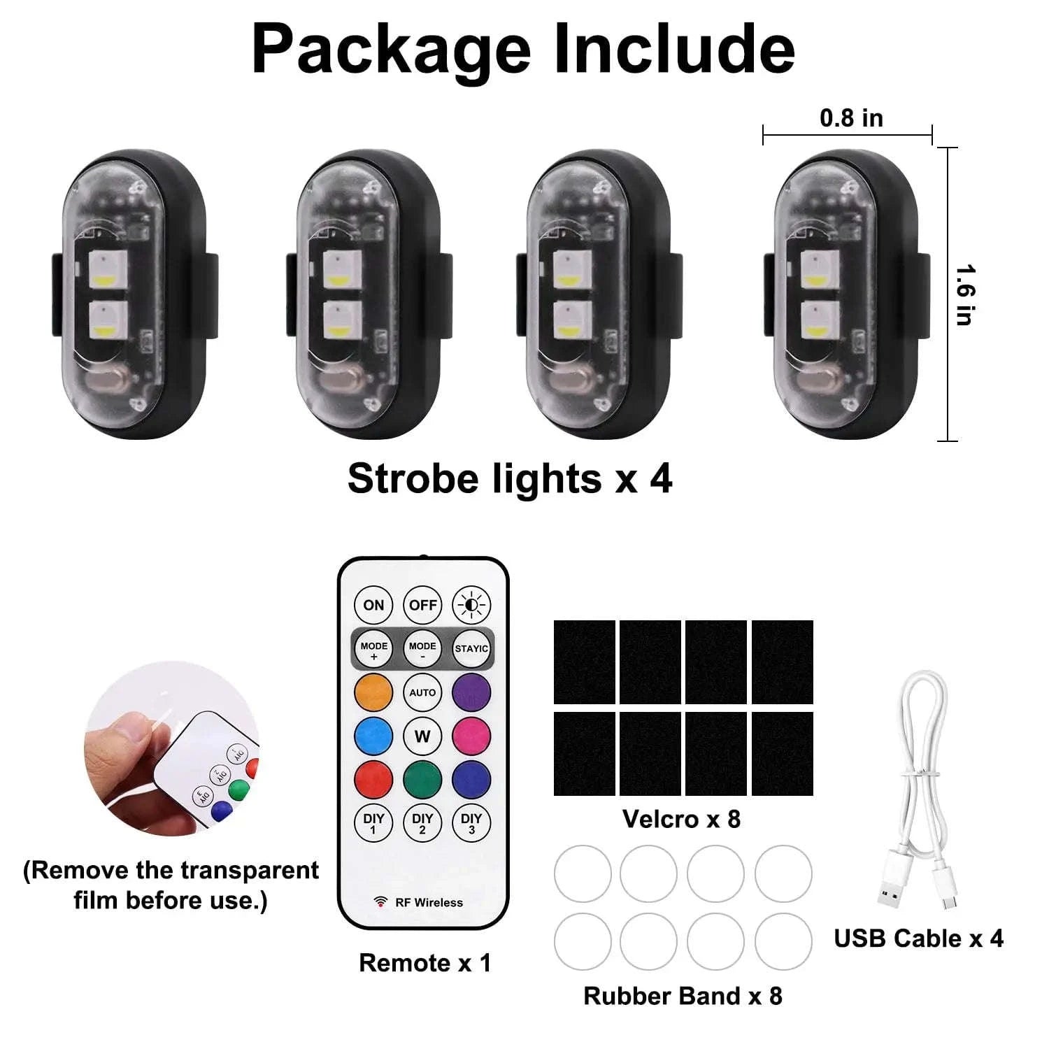 LED Aircraft Strobe Lights Remote Control 8 Colors Anti-Collision Lights-8pcs