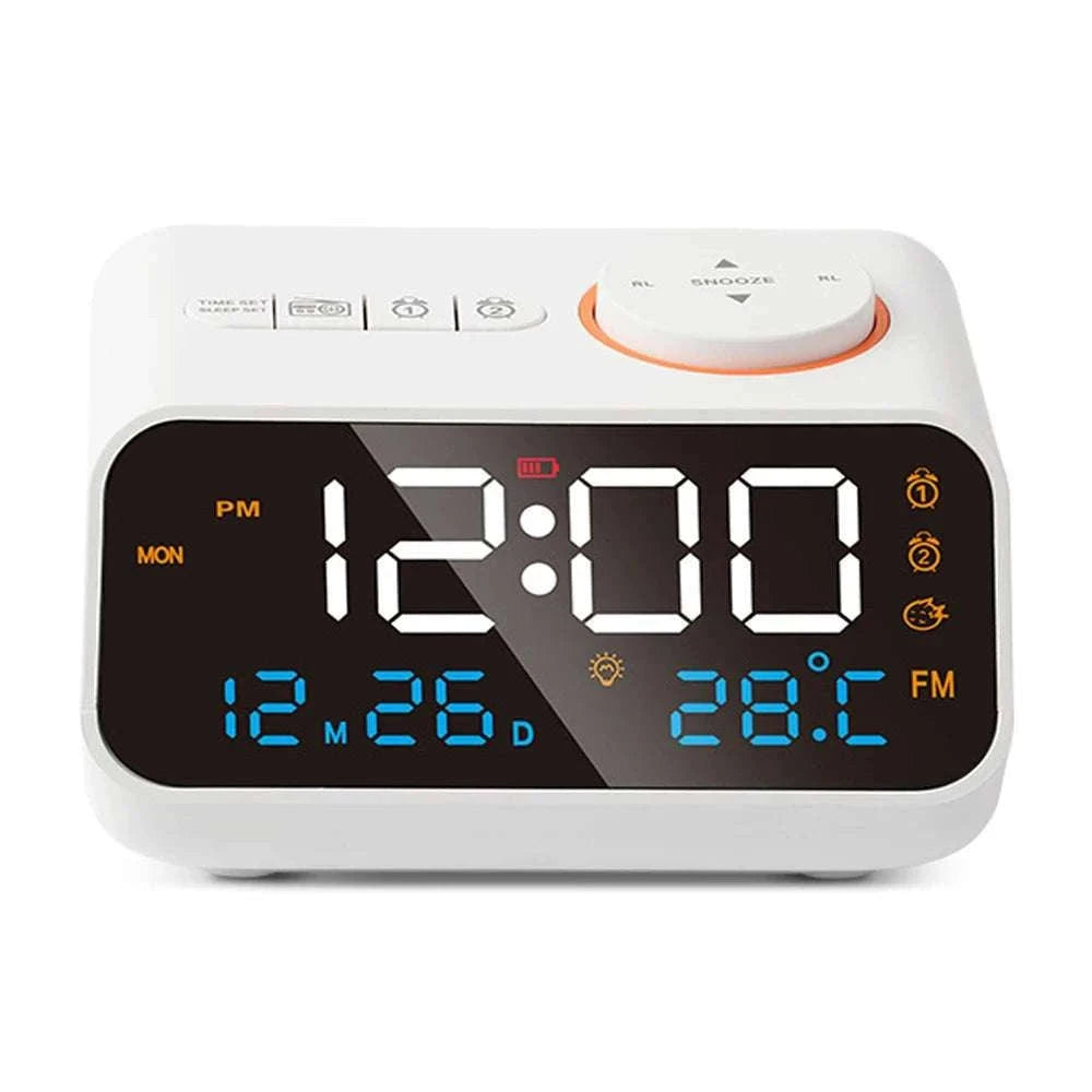 LED Alarm Clock with FM Radio, Temperature & Humidity Display-BLACK