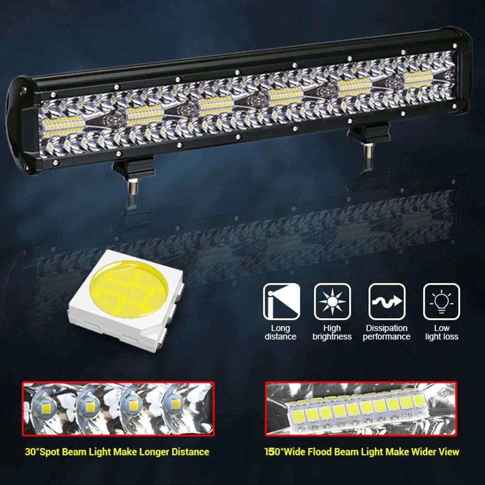 LED Bar Work Light 12V 24V Spot Flood for Offroad Vehicles-1pc 420W led bar