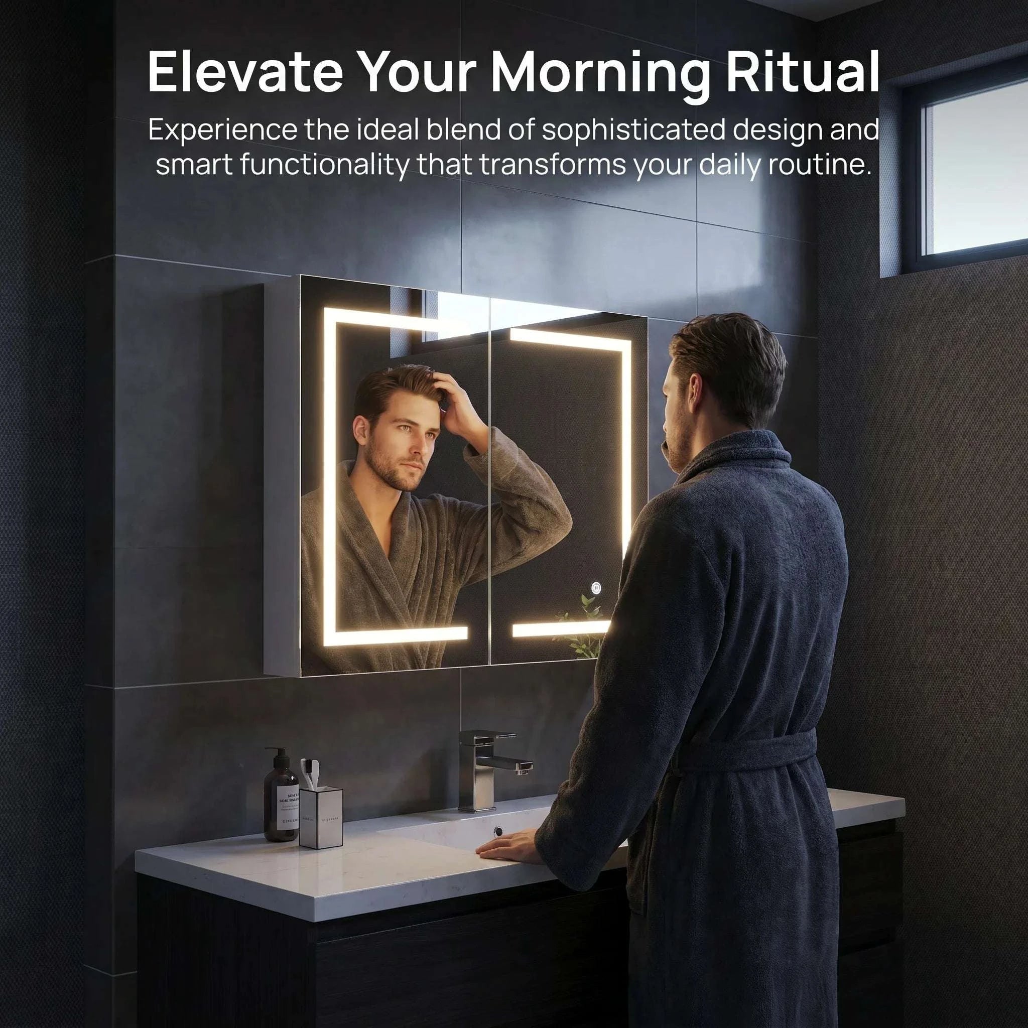 LED Bathroom Mirror Cabinet 80cm Wall Mounted with Storage Shelves-white-50x15x70cm-1 door / GERMANY