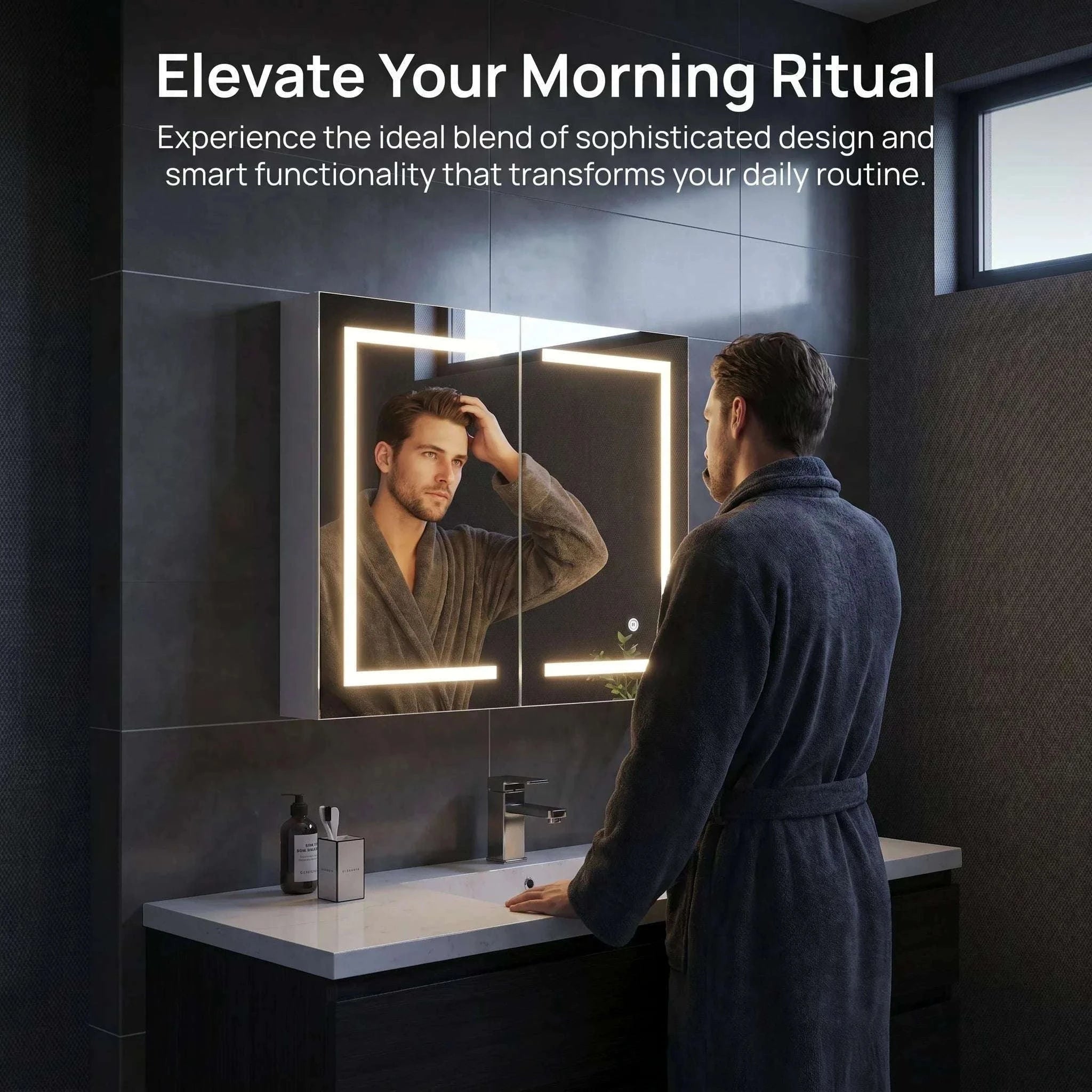 LED Bathroom Mirror Cabinet 80cm Wall Mounted with Storage Shelves-white-50x15x70cm-1 door / GERMANY