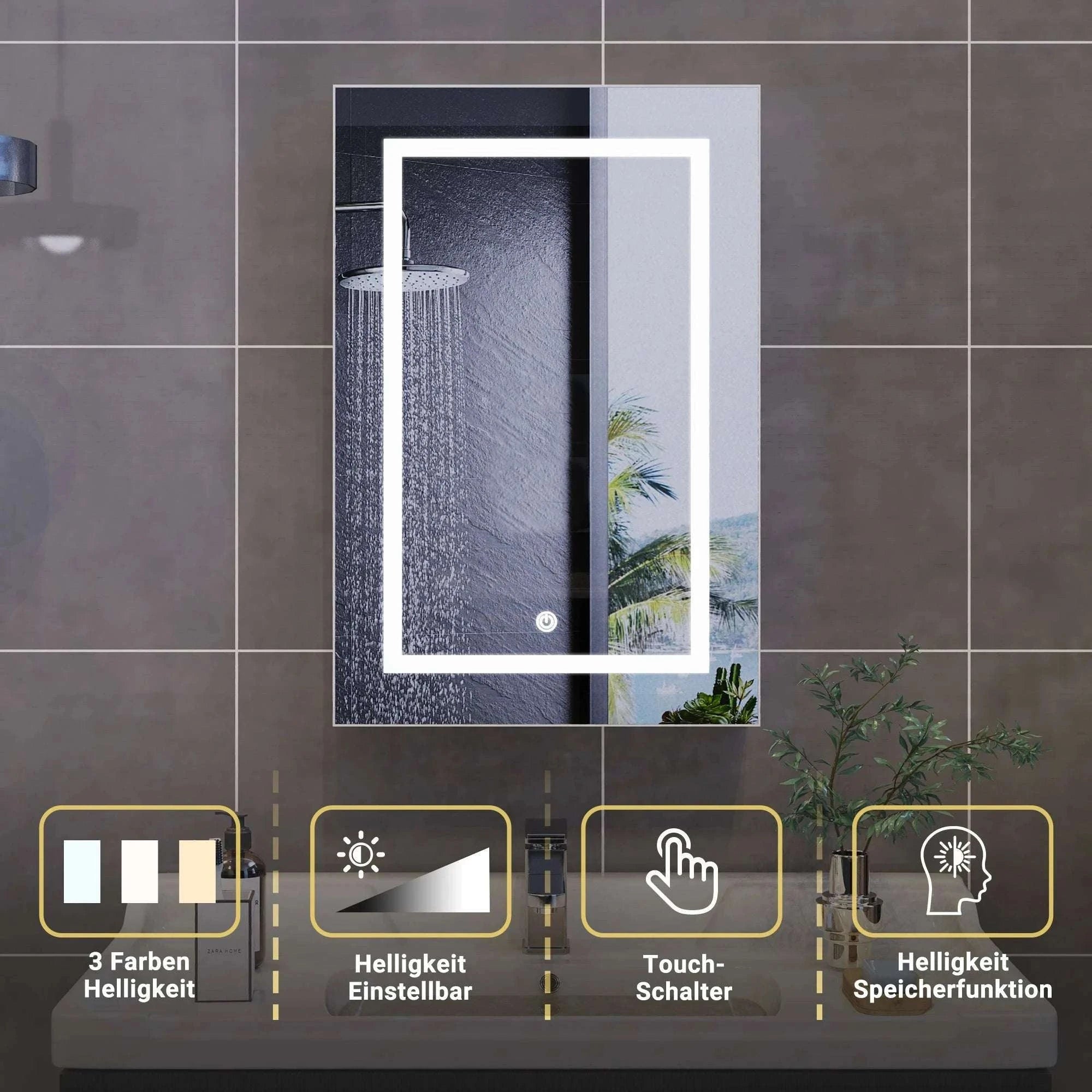 LED Bathroom Mirror Cabinet 80cm Wall Mounted with Storage Shelves-white-50x15x70cm-1 door / GERMANY