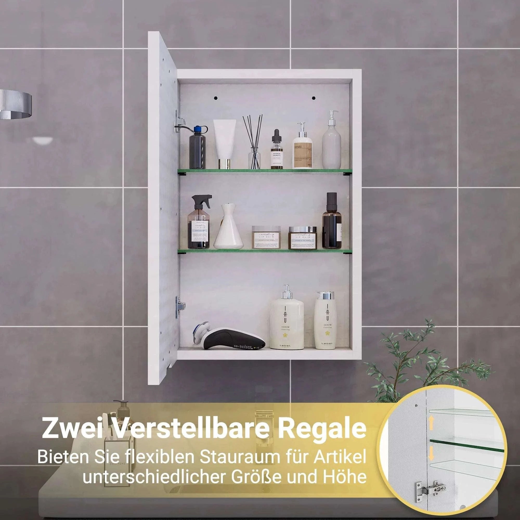 LED Bathroom Mirror Cabinet 80cm Wall Mounted with Storage Shelves-white-50x15x70cm-1 door / GERMANY