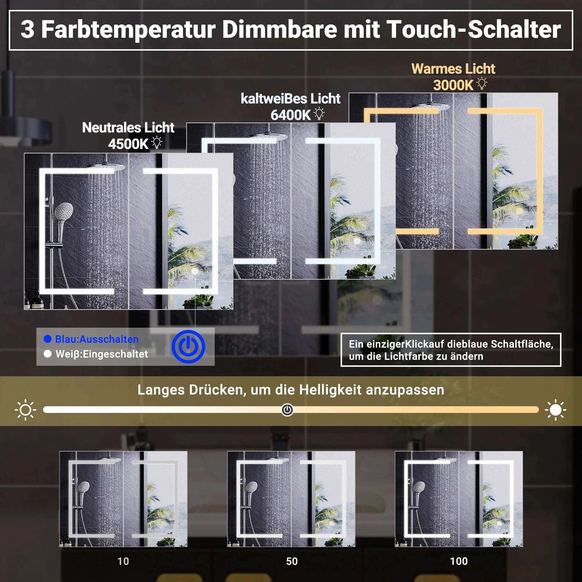 LED Bathroom Mirror Cabinet 80cm Wall Mounted with Storage Shelves-white-50x15x70cm-1 door / GERMANY