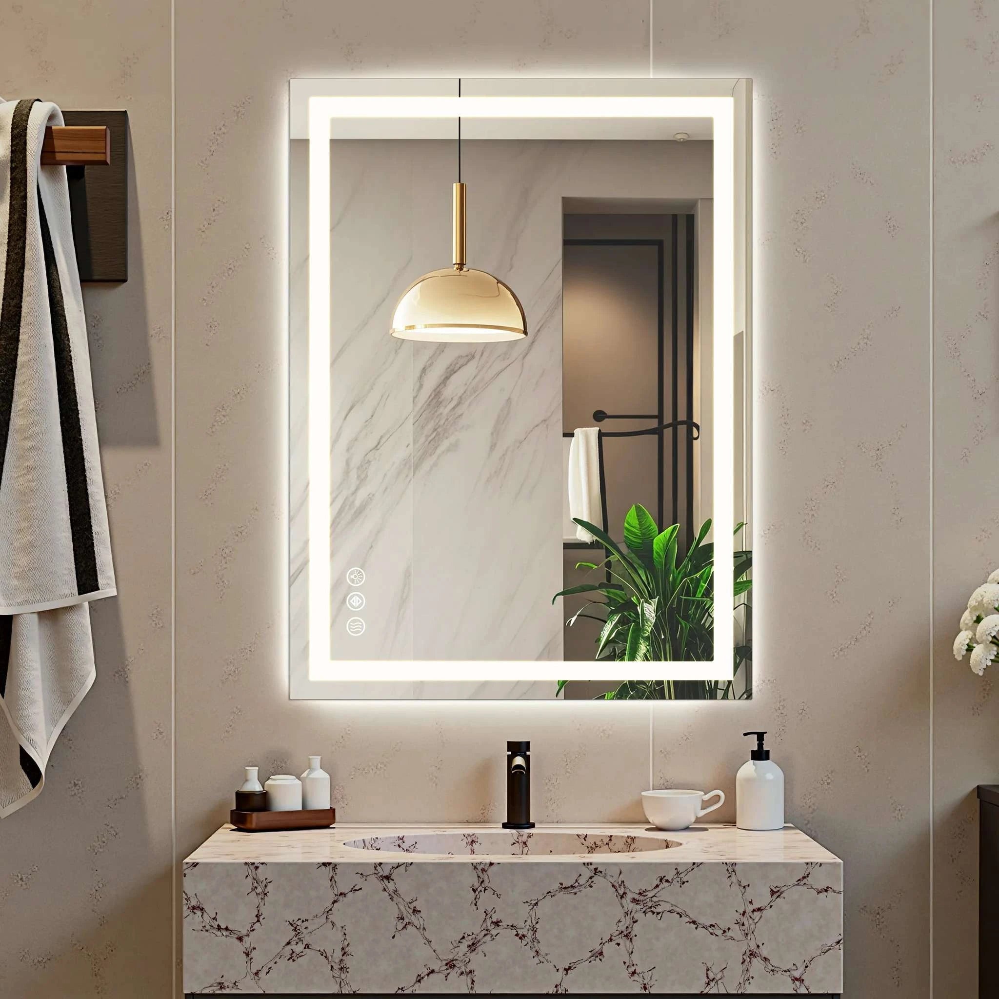 LED Bathroom Vanity Mirror with Anti-Fog & Adjustable Lighting-36L x 48W / United States