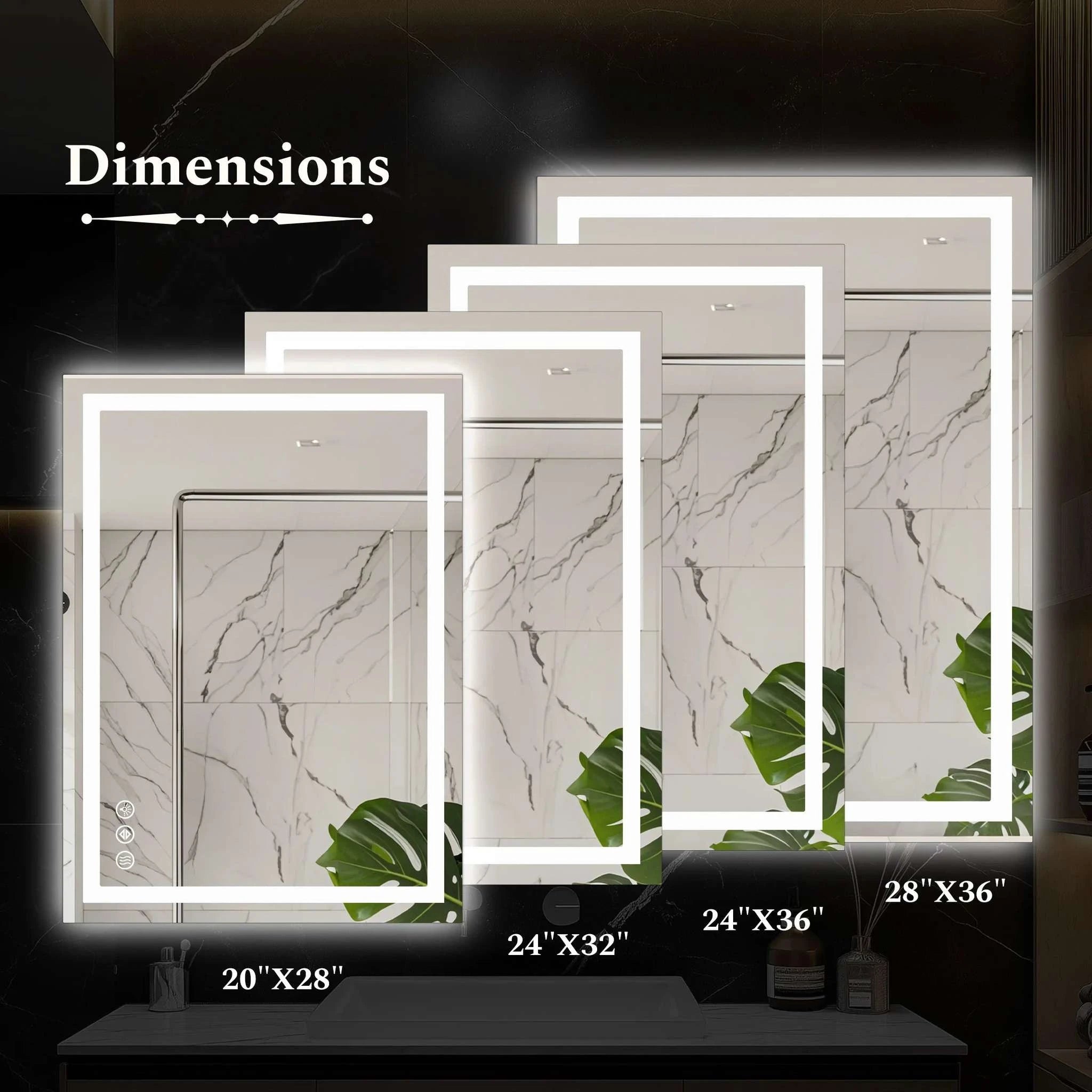 LED Bathroom Vanity Mirror with Anti-Fog & Adjustable Lighting-36L x 48W / United States