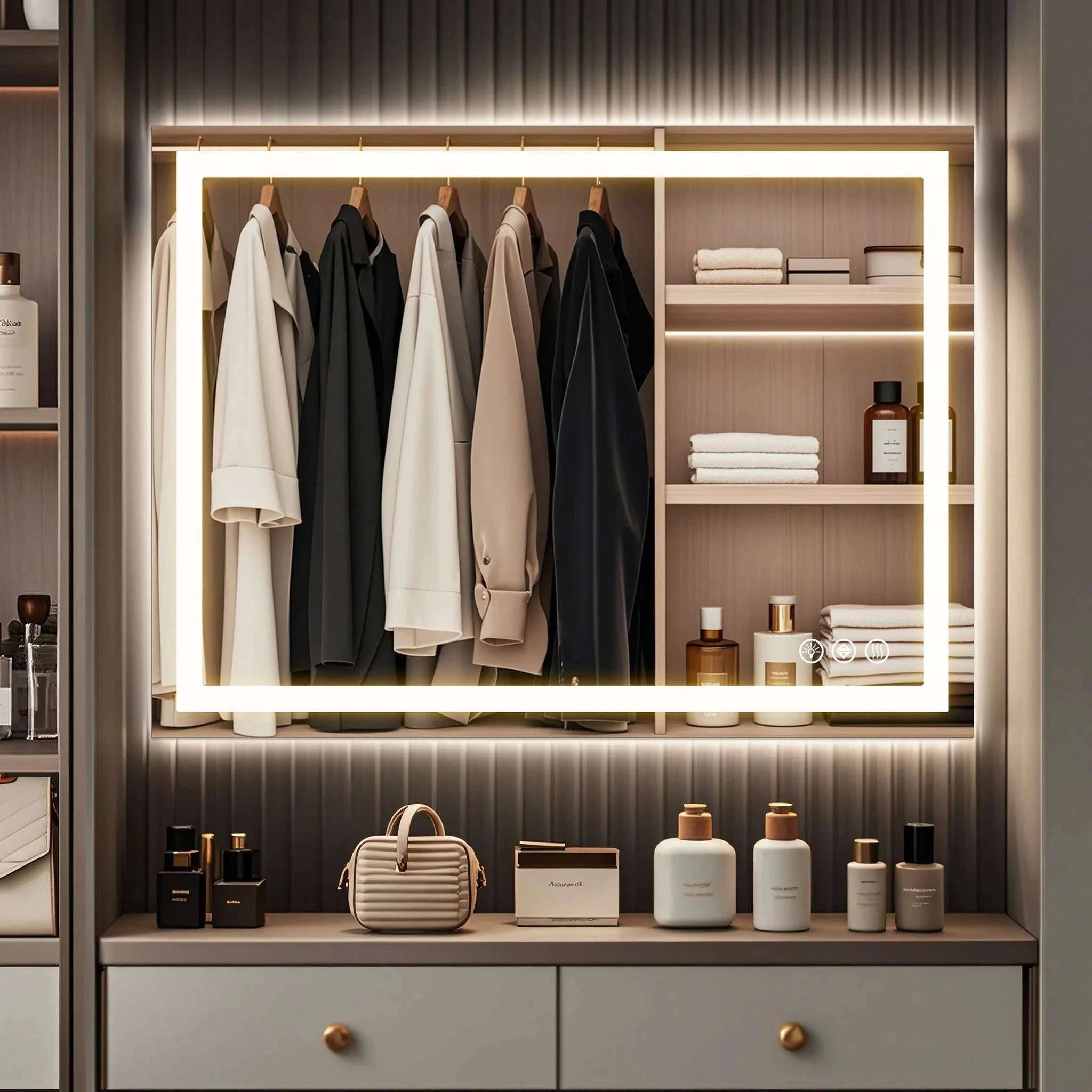 LED Bathroom Vanity Mirror with Anti-Fog & Adjustable Lighting-36L x 48W / United States