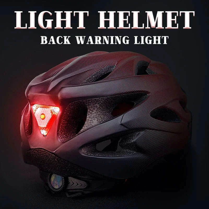 LED Bike Helmet with Rear Light, Goggles, and Adjustable Fit-Blue