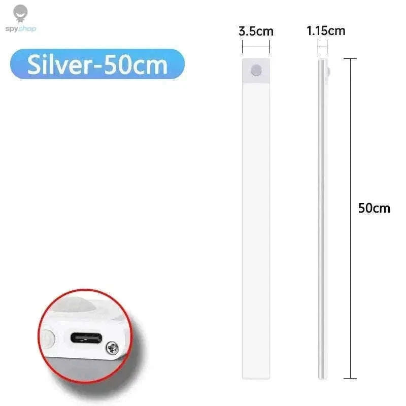 LED Cabinet Light with Motion Sensor, Rechargeable and Slim-Silvery 40CM