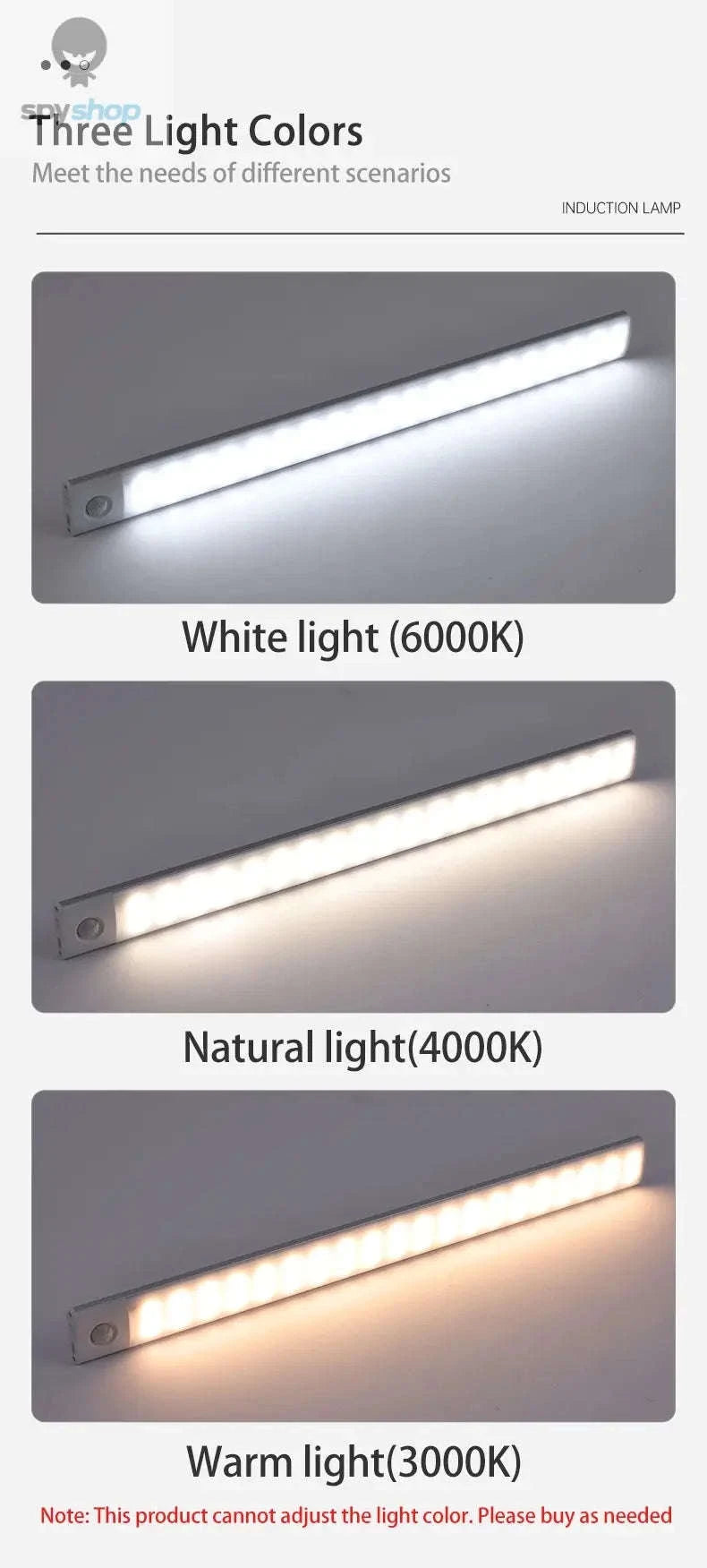 LED Cabinet Light with Motion Sensor – Rechargeable, Slim, Easy Installation-Silvery 40CM