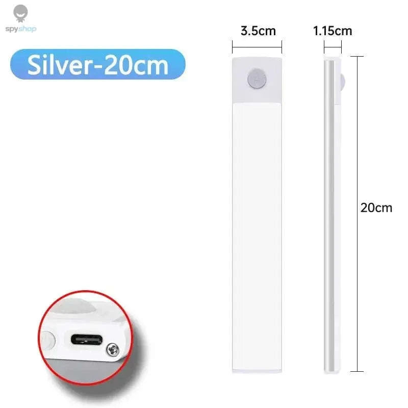 LED Cabinet Light with Motion Sensor – Rechargeable, Slim, Easy Installation-Silvery 40CM