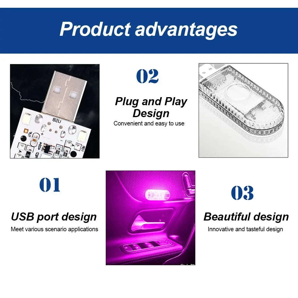 LED Car Mini Touch Light-1pc Pink Purple