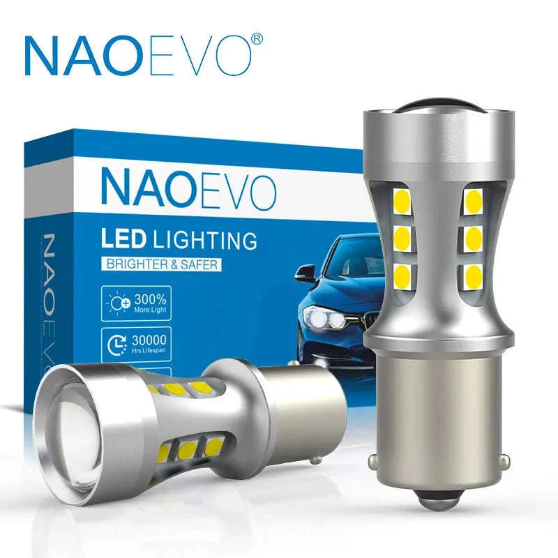 LED Car Signal Bulb 1300Lm 12V/24V 5W Plug and Play-Red / P21W BA15S