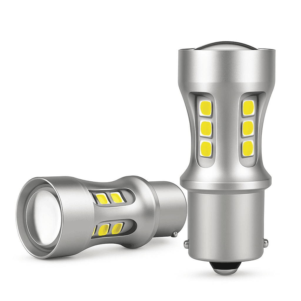 LED Car Signal Bulb 1300Lm 12V/24V 5W Plug and Play-Red / P21W BA15S