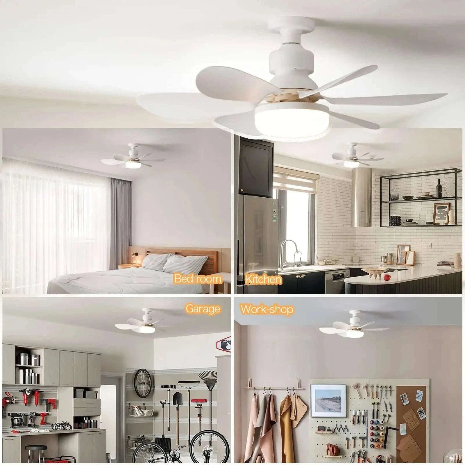LED Ceiling Fan Light with Remote Dimming Control-white / 52cm