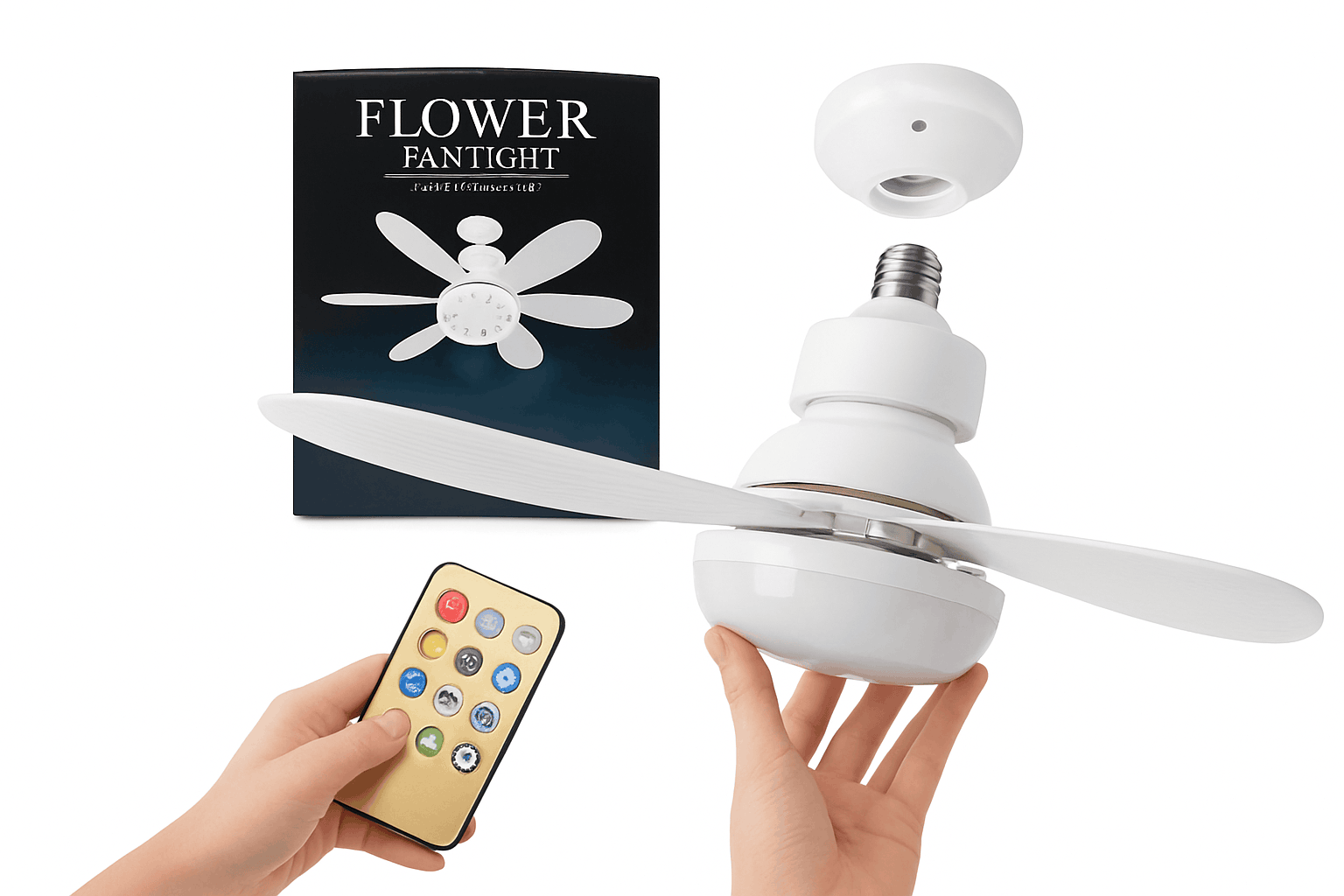 LED Ceiling Fan Light with Remote Dimming Control-white / 52cm