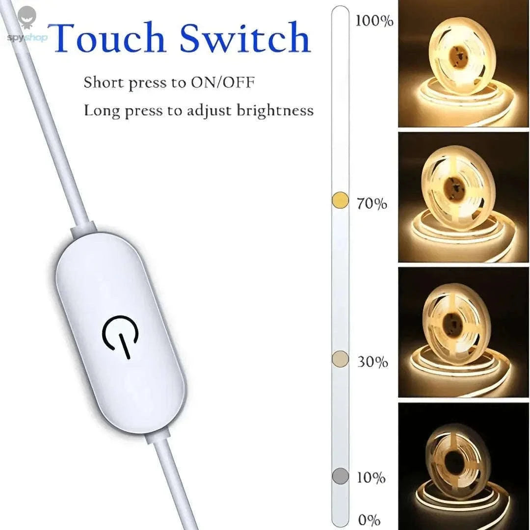 LED COB Light Strip with Touch Dimmer USB Tape Lamp-Cold White / 2m