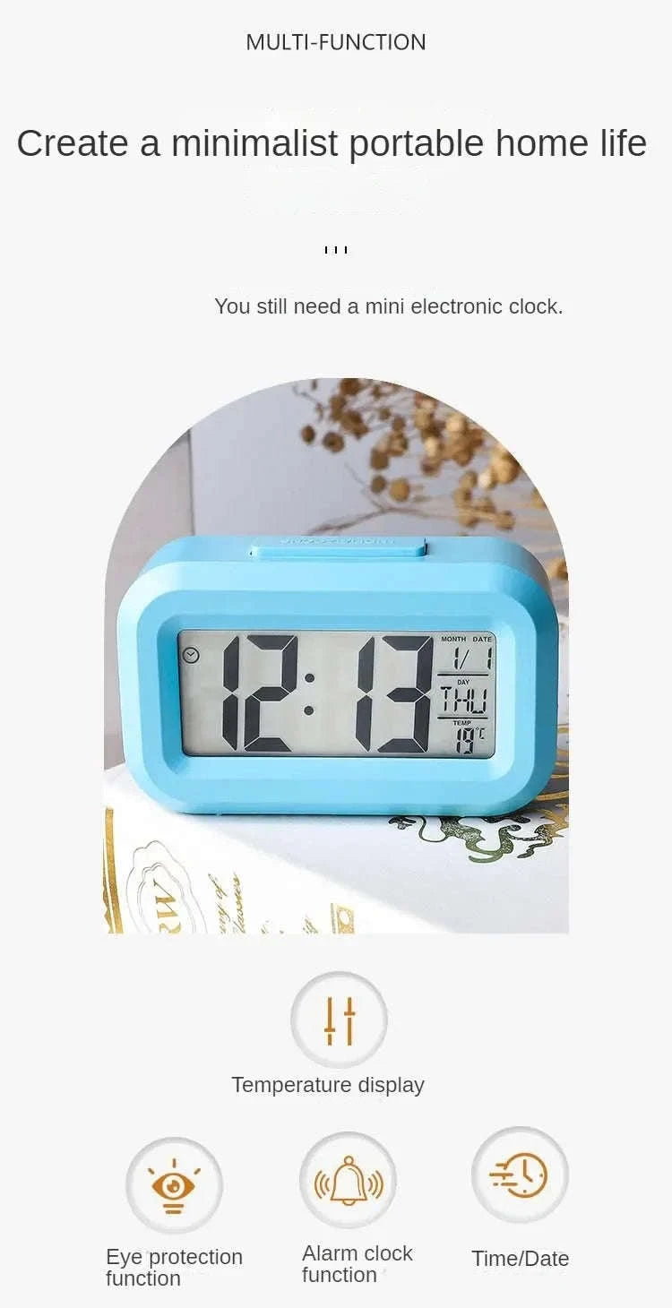 LED Digital Alarm Clock with Temperature, Calendar & Snooze-United States / Pink