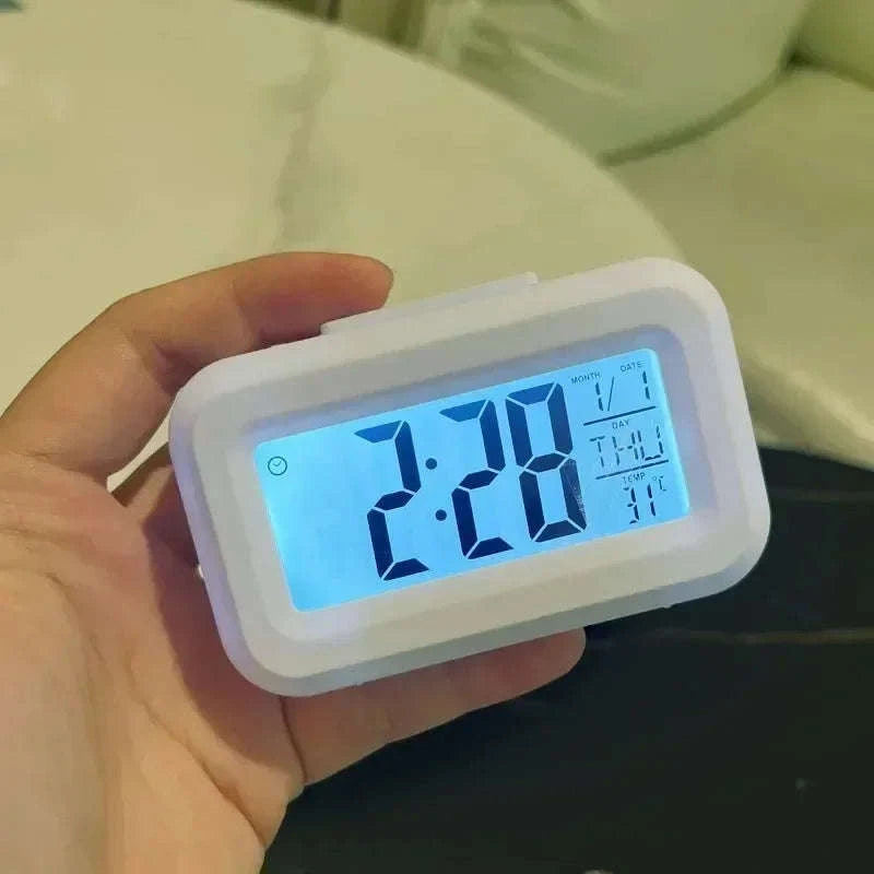 LED Digital Alarm Clock with Temperature, Calendar & Snooze-United States / Pink