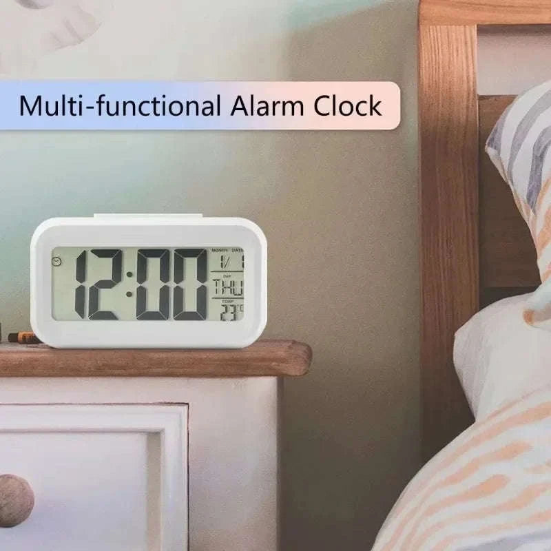 LED Digital Alarm Clock with Temperature, Calendar & Snooze-United States / Pink