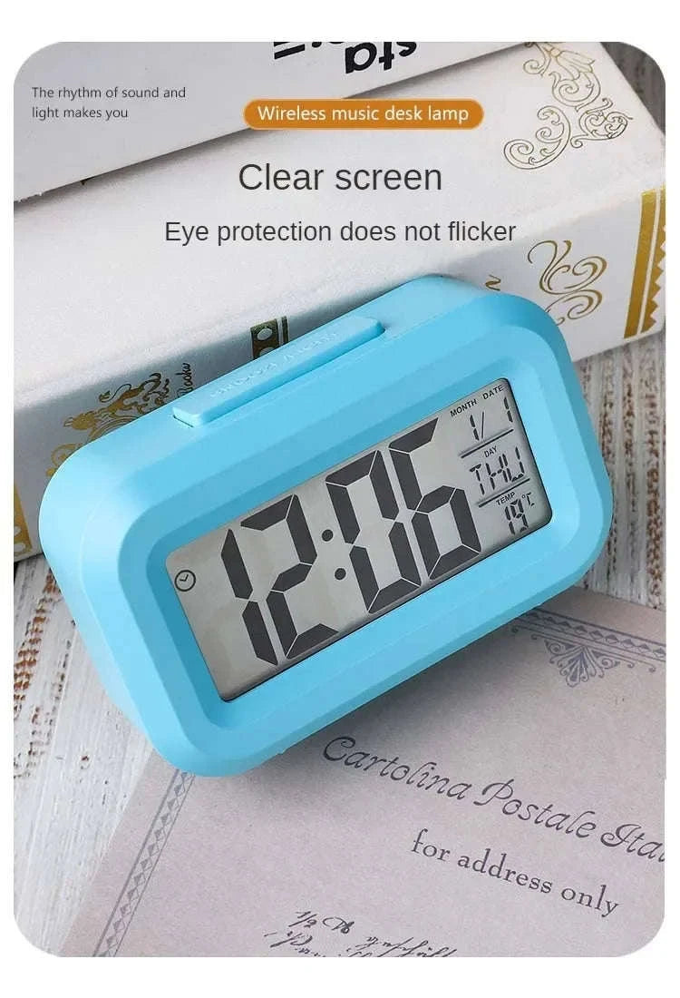 LED Digital Alarm Clock with Temperature, Calendar & Snooze-United States / Pink