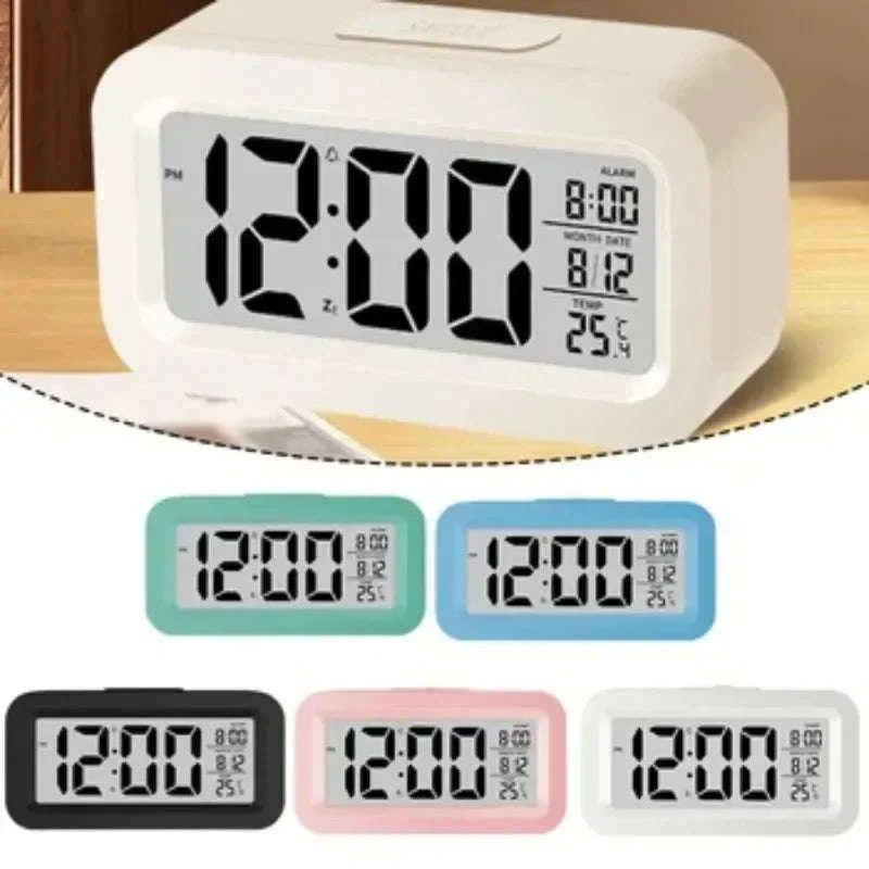 LED Digital Alarm Clock with Temperature, Calendar & Snooze-United States / Pink