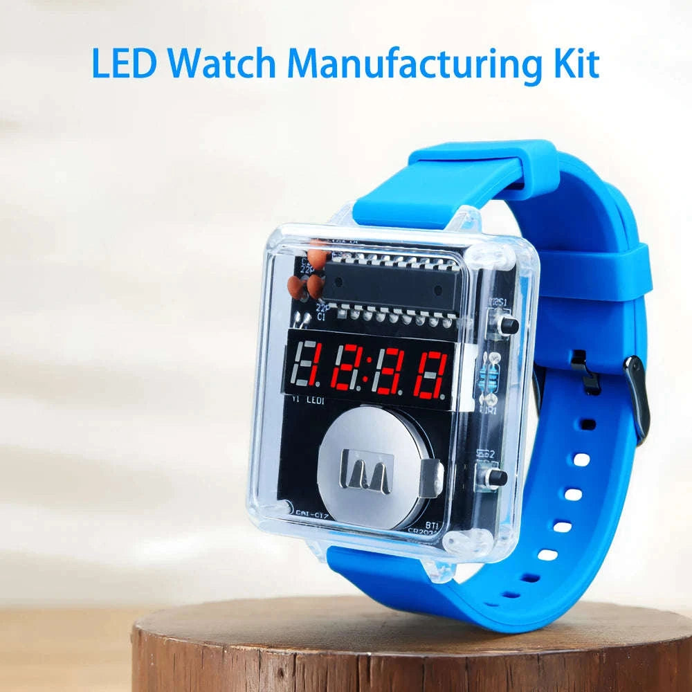LED DIY Electronic Watch Kit with Silicone Strap-Black / China Mainland
