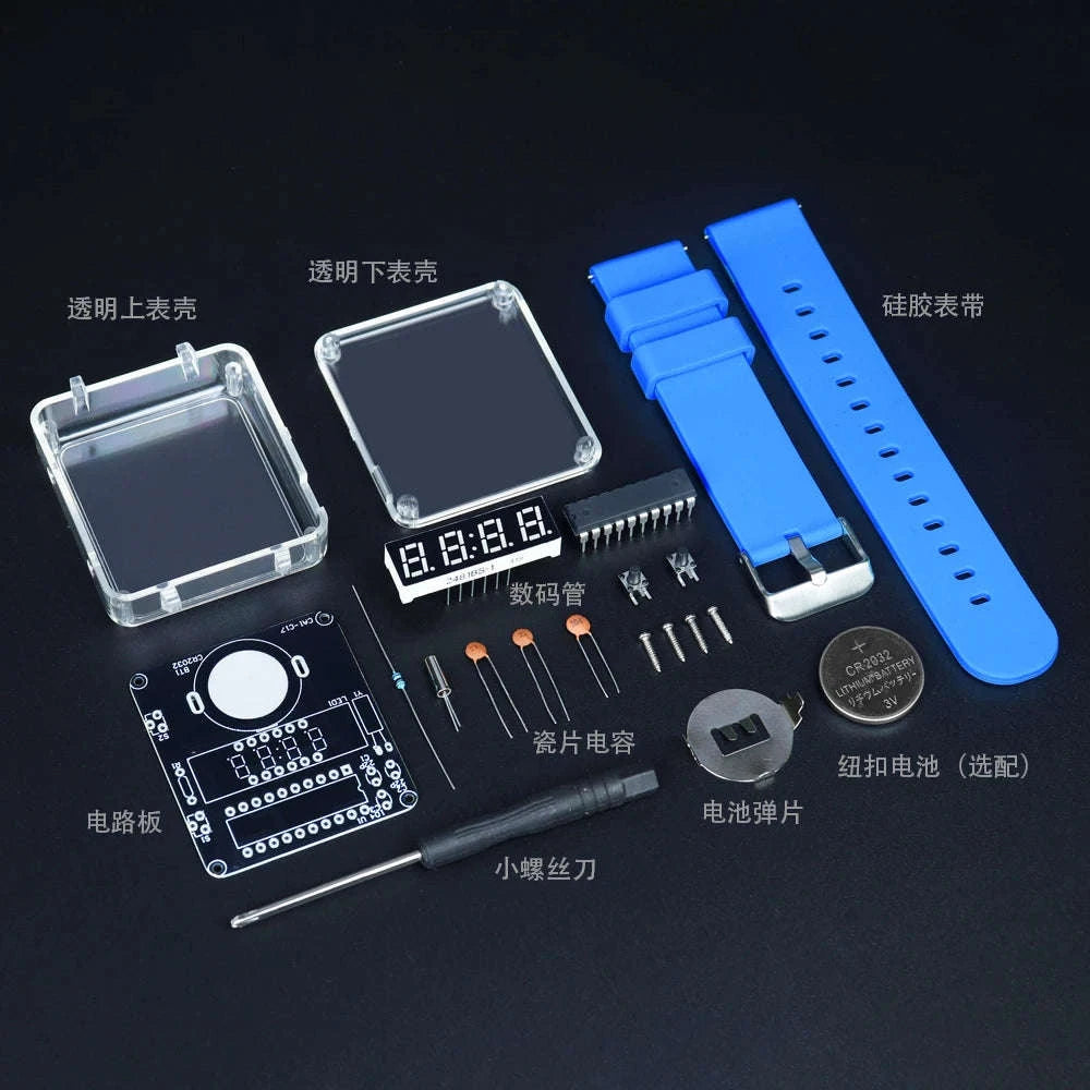 LED DIY Electronic Watch Kit with Silicone Strap-Black / China Mainland