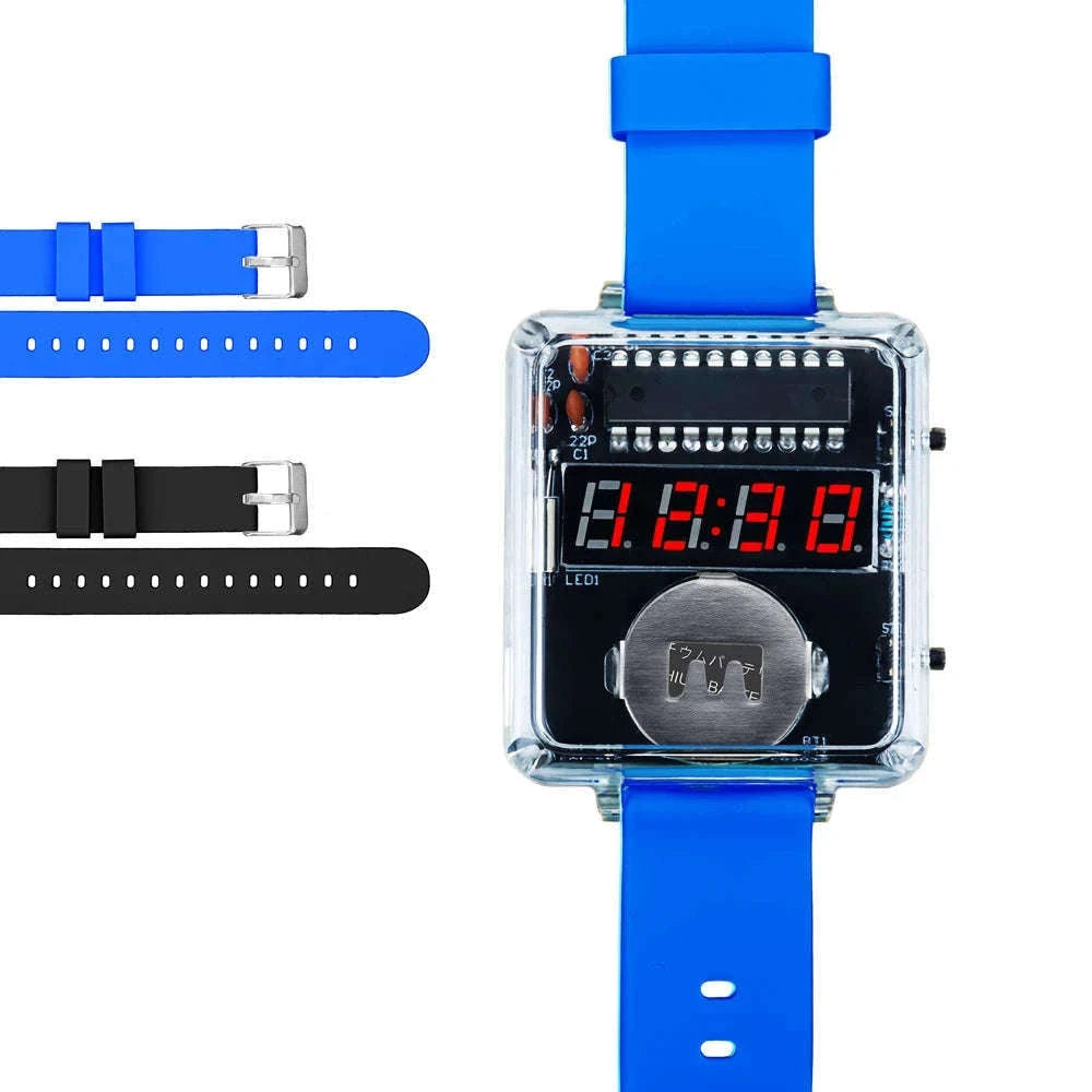 LED DIY Electronic Watch Kit with Silicone Strap-Black / China Mainland