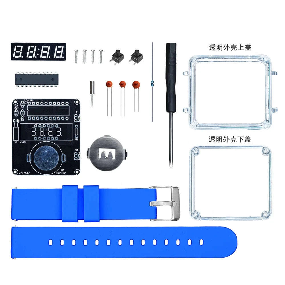 LED DIY Electronic Watch Kit with Silicone Strap-Black / China Mainland