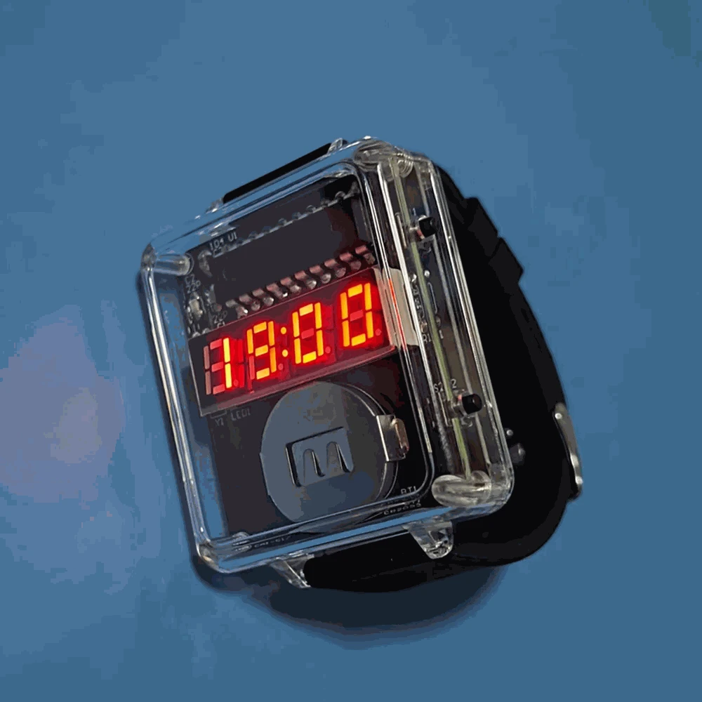 LED DIY Electronic Watch Kit with Silicone Strap-Black / China Mainland