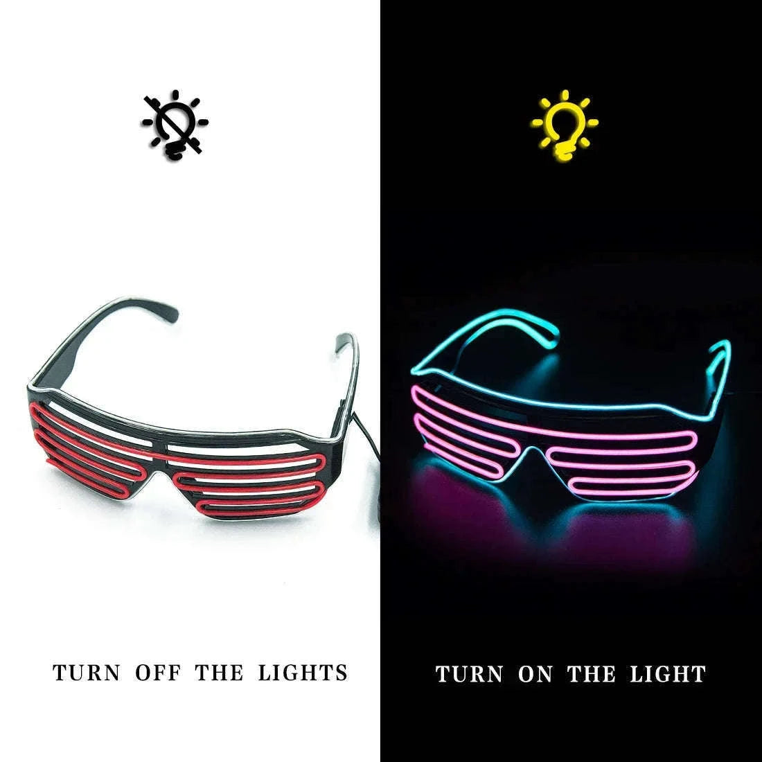 LED Glowing Glasses Neon Party Sunglasses for Events-15cm / Ice blue and pink