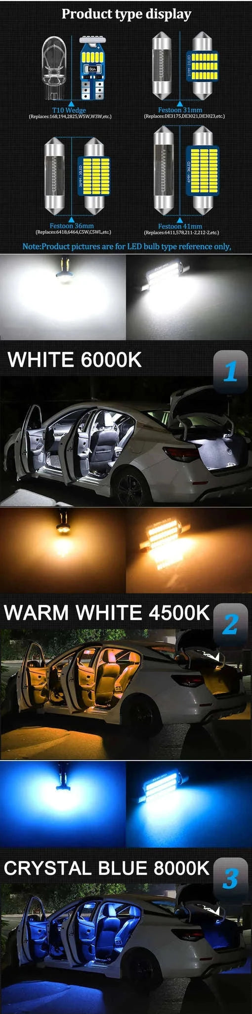LED Interior Light Kit for T4 T5 T6 Caravelle Multivan Transporter-Crystal Blue 8000K / Multivan T5 - 16P