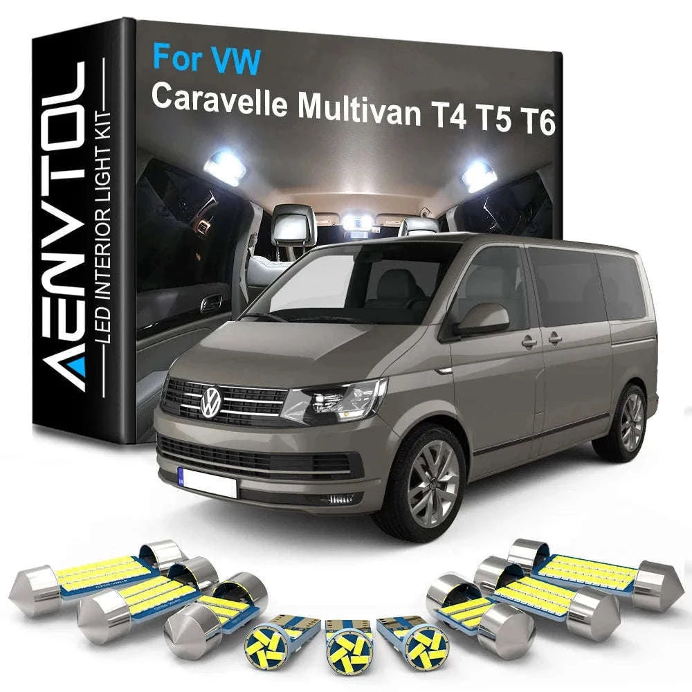 LED Interior Light Kit for T4 T5 T6 Caravelle Multivan Transporter-Crystal Blue 8000K / Multivan T5 - 16P